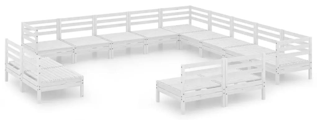 3083175 vidaXL Set mobilier de grădină, 13 piese, alb, lemn masiv de pin