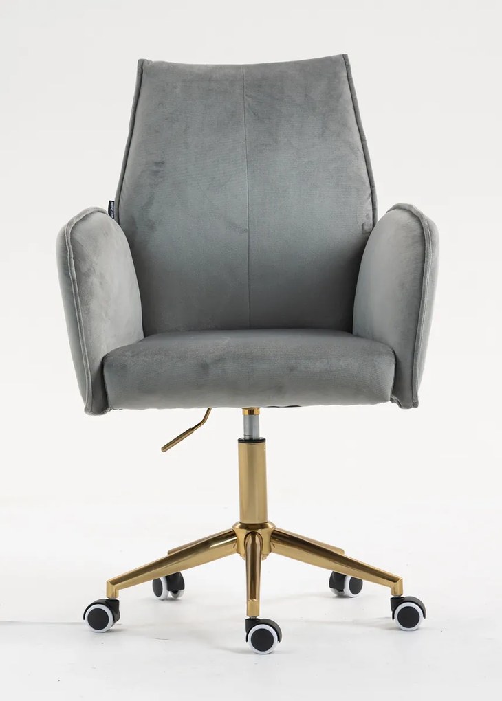 HR280K Scaun Gray din Catifea cu Bază Aurie