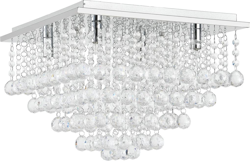 [lux.pro]® Lampa suspendata eleganta Veli Prisma, 38 x 38 x 28 cm, 4 x G9, max. 28W, crom / cristal alb