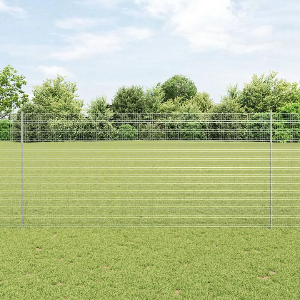 vidaXL Plasă sudată cu 22 de stâlpi U Argintie 1.4x25 m Oțel