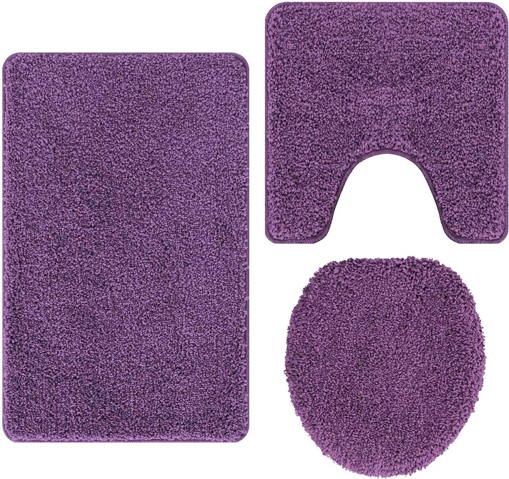 vidaXL Set de mochete anti-derapante pentru baie 3 pcs Violet PP
