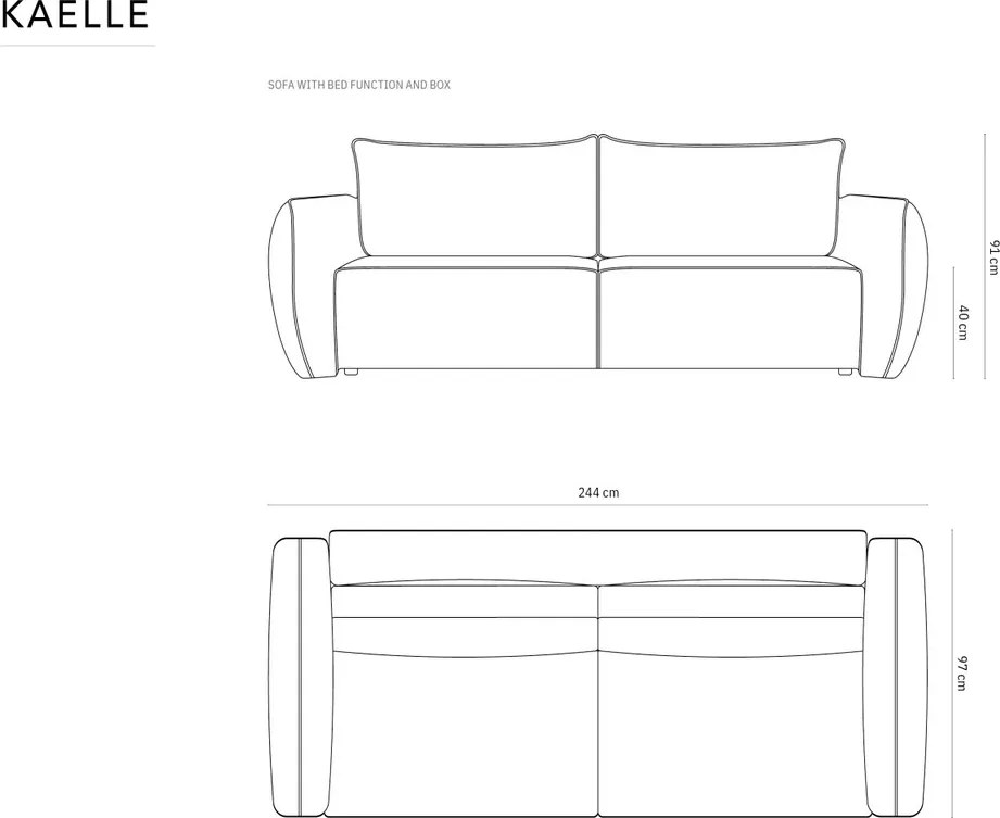 Canapea extensibila 3 locuri, Kaelle, Micadoni Home, BL, 244x97x91 cm, poliester chenille, gri deschis