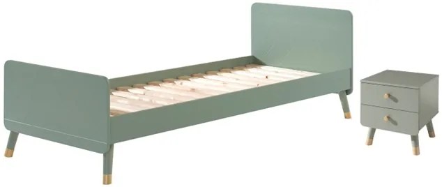 Set BILLY în verde (verde măslin) format dintr-un Pat copii (90 x 200 cm) și o noptieră.