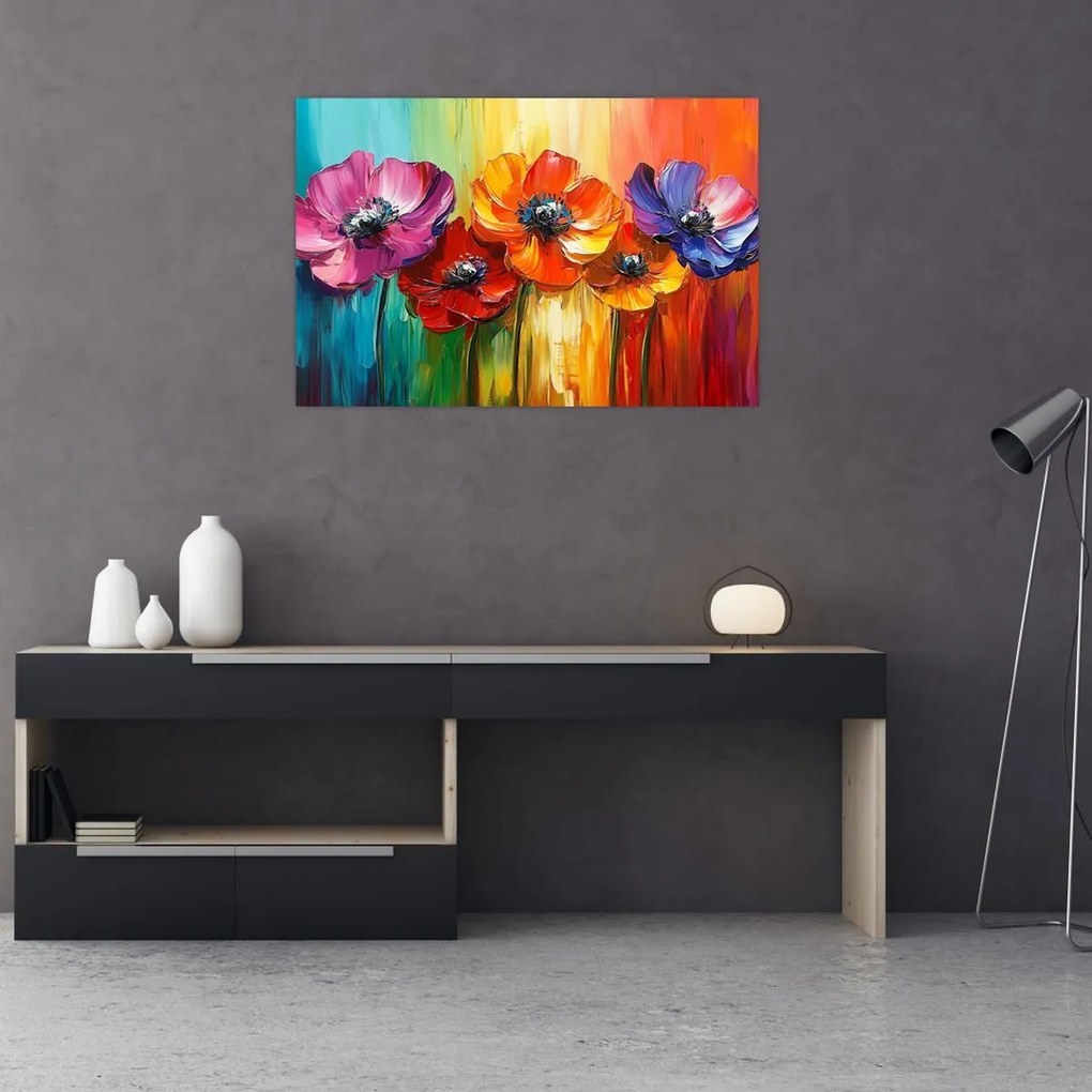 Tablou - Cinci flori colorate (90x60 cm)