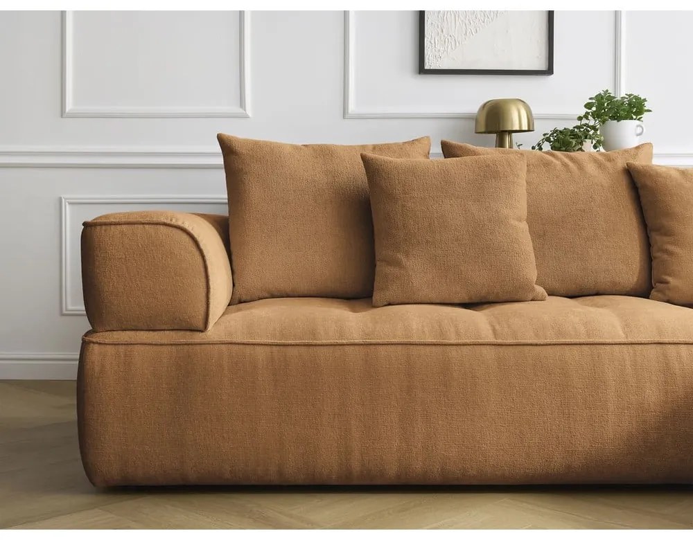 Colțar galben muștar cu tapițerie din chenille (cu colț pe partea stângă/în formă de ”L”) Whesley – Bobochic Paris