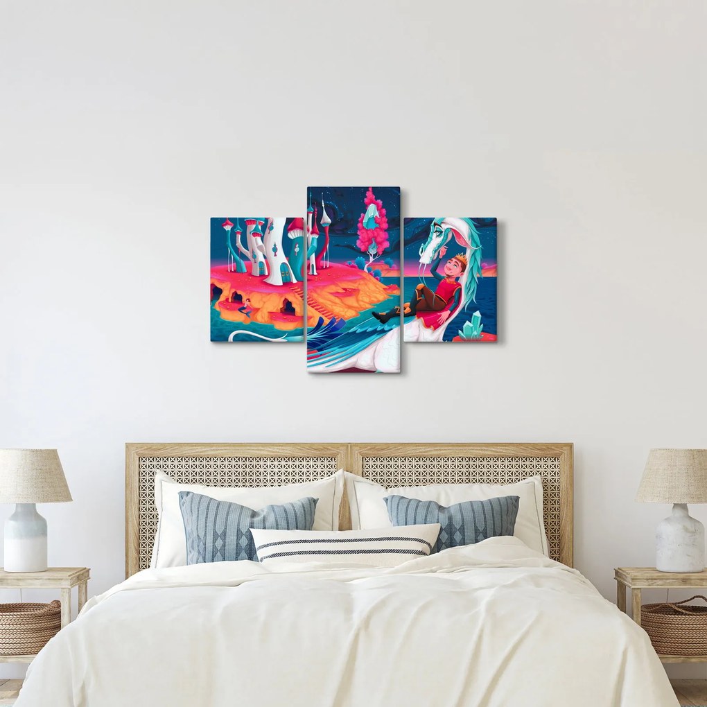 Tablou - Prinț și prințesa cu dragon (90x60 cm)