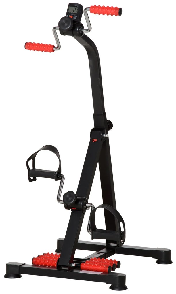 HOMCOM Bicicleta de antrenament portabila reglabila pe inaltime cu afisaj LCD si role pentru masaj la picioare pentru varstnici, Batrani | AOSOM RO