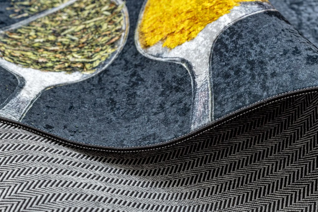 ANDRE 42760 covor lavabil linguri, condimente bucatarie, anti-alunecare - gri / verde