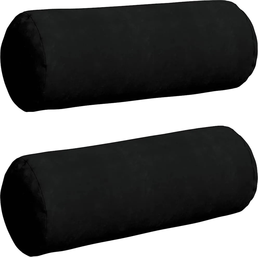 vidaXL Perne Bolster 2 pcs Negru Ø 25 x 70 cm Țesătură din microfibră