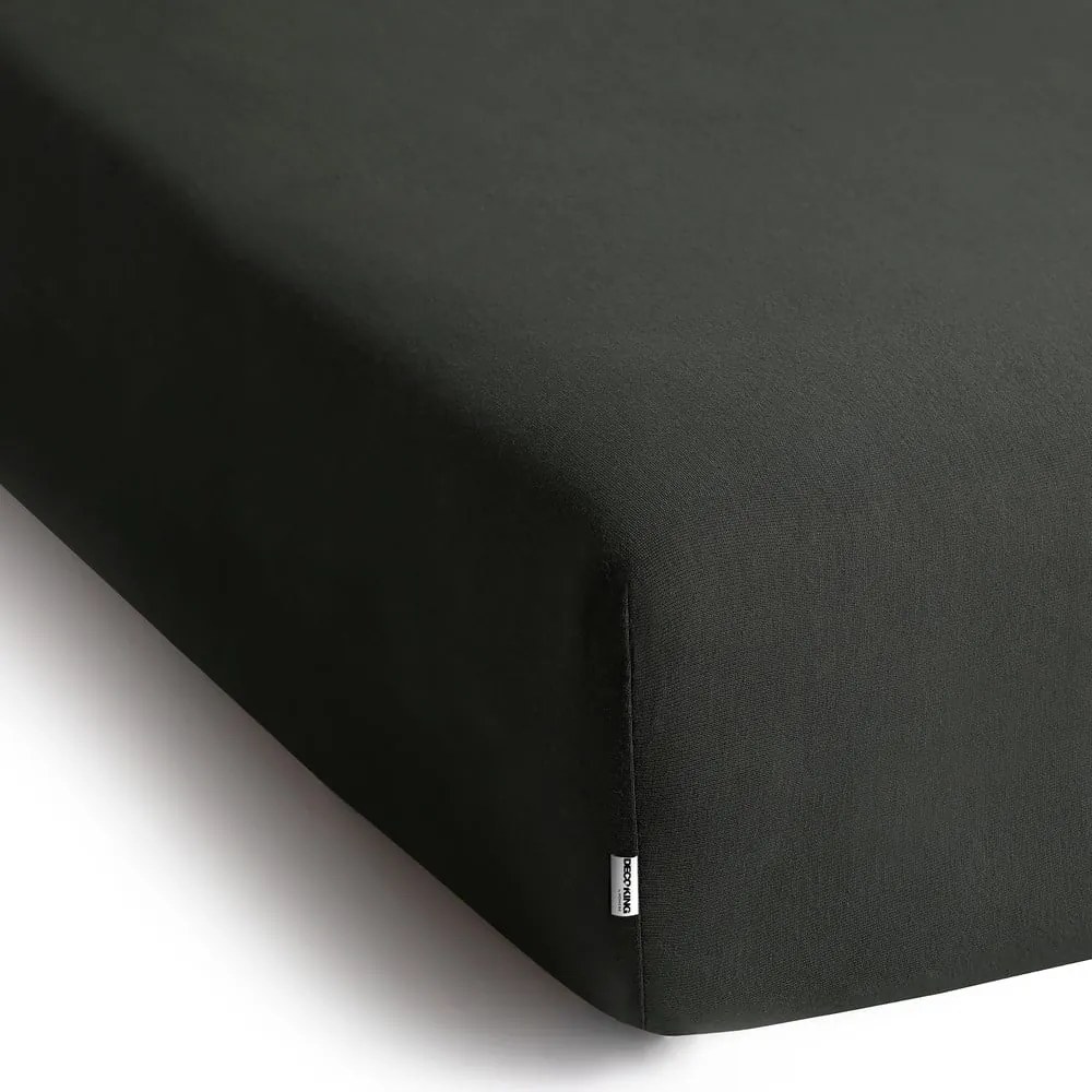 Cearceaf gri închis din jerseu cu elastic 120x200 cm Amber – Restilo