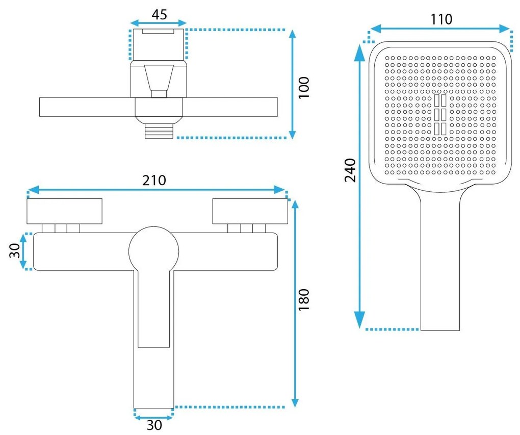 Baterie pentru cada Argus auriu