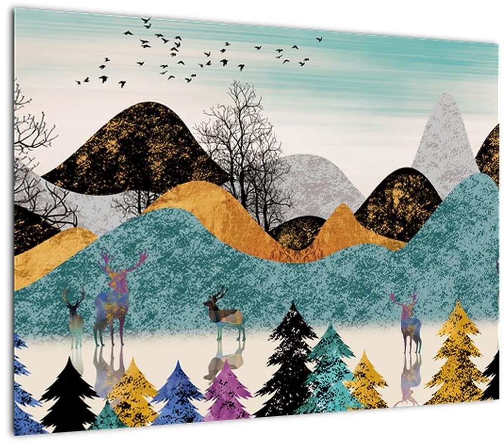 Tablou pe sticlă fgrafic cu cebi (70x50 cm)