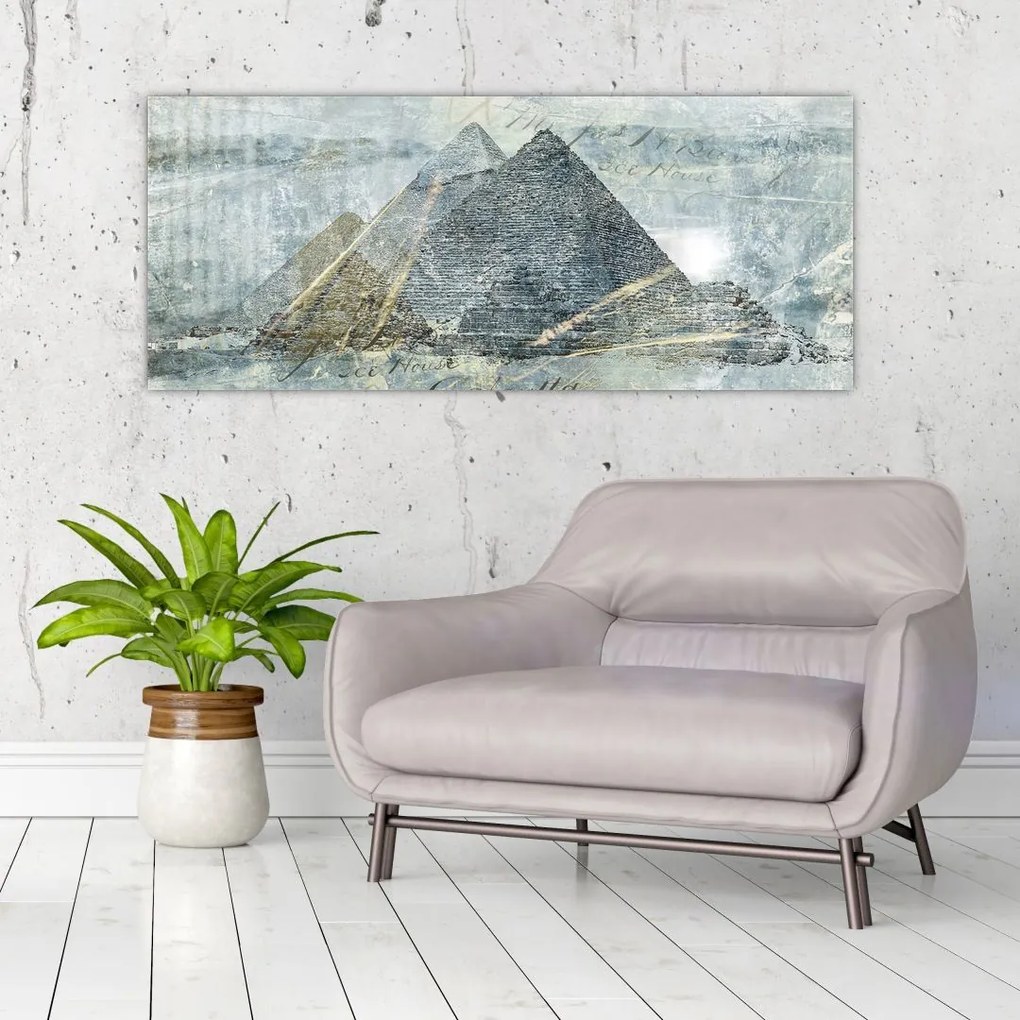 Tablou - Piramide în filtru albastru (120x50 cm)