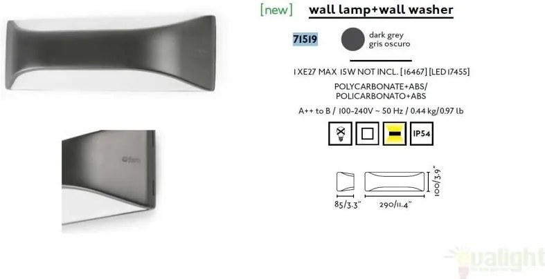 Aplica de perete de exterior cu protectie IP54, VIEW 71519