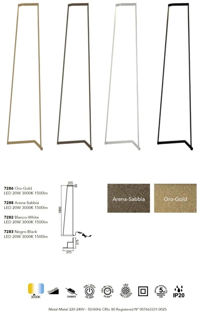 Lampadar/Lampa de podea LED design modern MINIMAL 20W gold