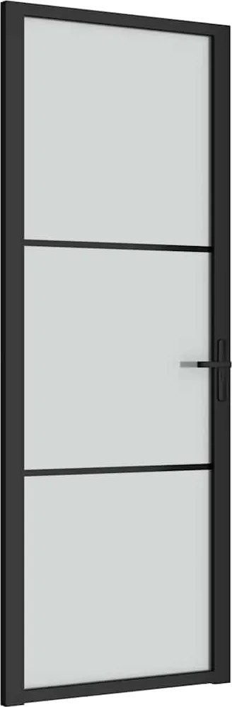 vidaXL Ușă de interior, 76x201,5 cm, sticlă neagră mată și aluminiu