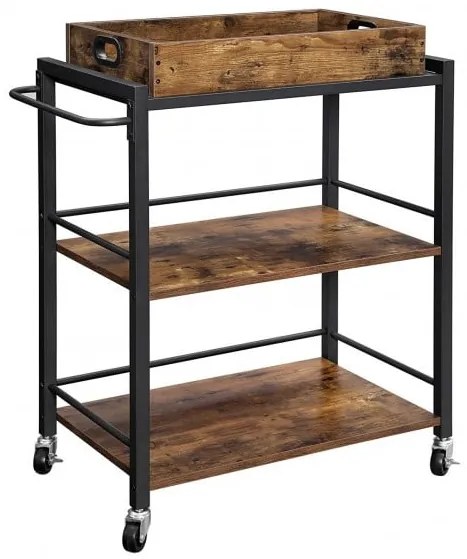 Carucior Băuturi Vintage, Maro Rustic, 86 x 72 x 40 Cm
