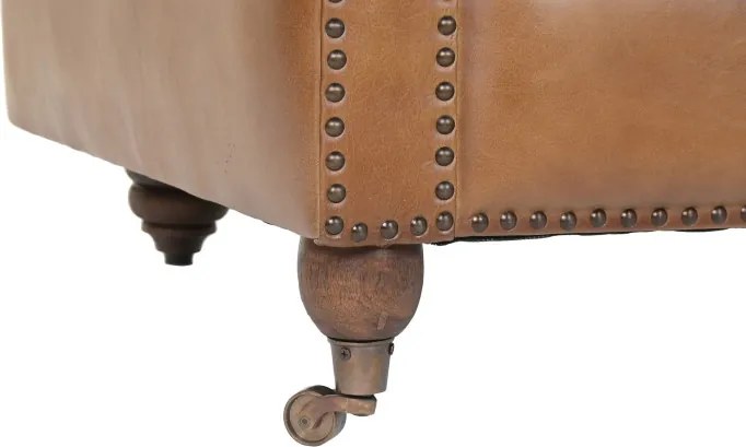 Canapea vintage 2 locuri din piele naturală, „Chesterfield"
