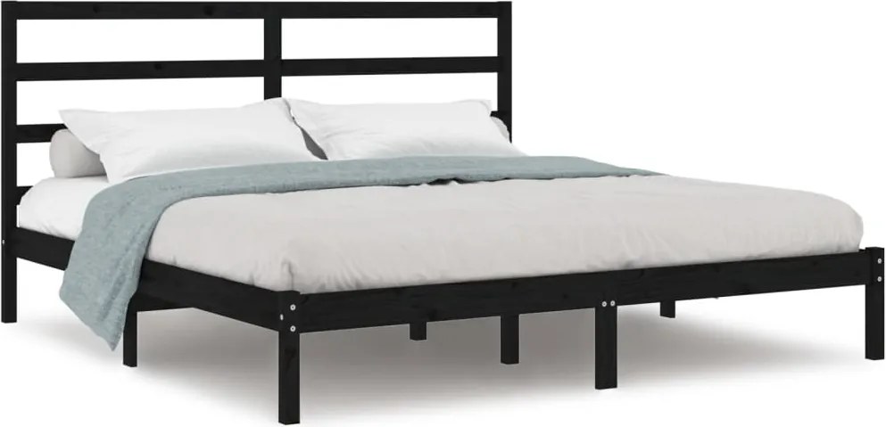 vidaXL Cadru de pat, negru, 200x200 cm, lemn masiv de pin