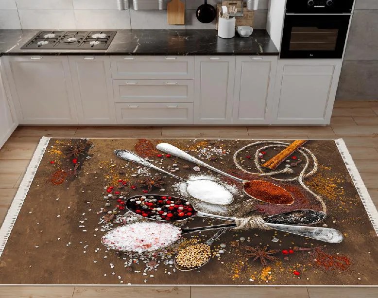 Covor bucatarie antiderapant, 120x180 cm, Kitchen Spices Mix