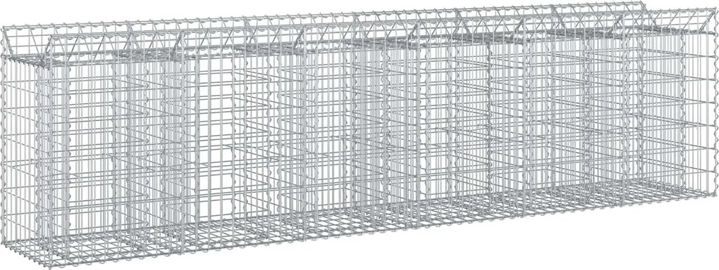 vidaXL Pat ridicat din gabion 2 pcs Argintiu 300 x 50 x 80 cm