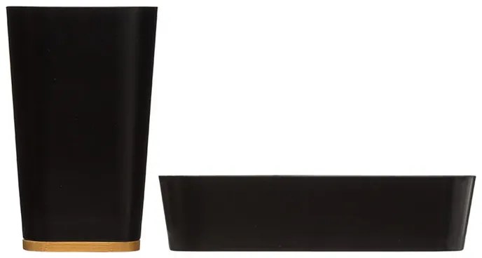 Set cana pentru periuta de dinti si savoniera NATUREO, negru