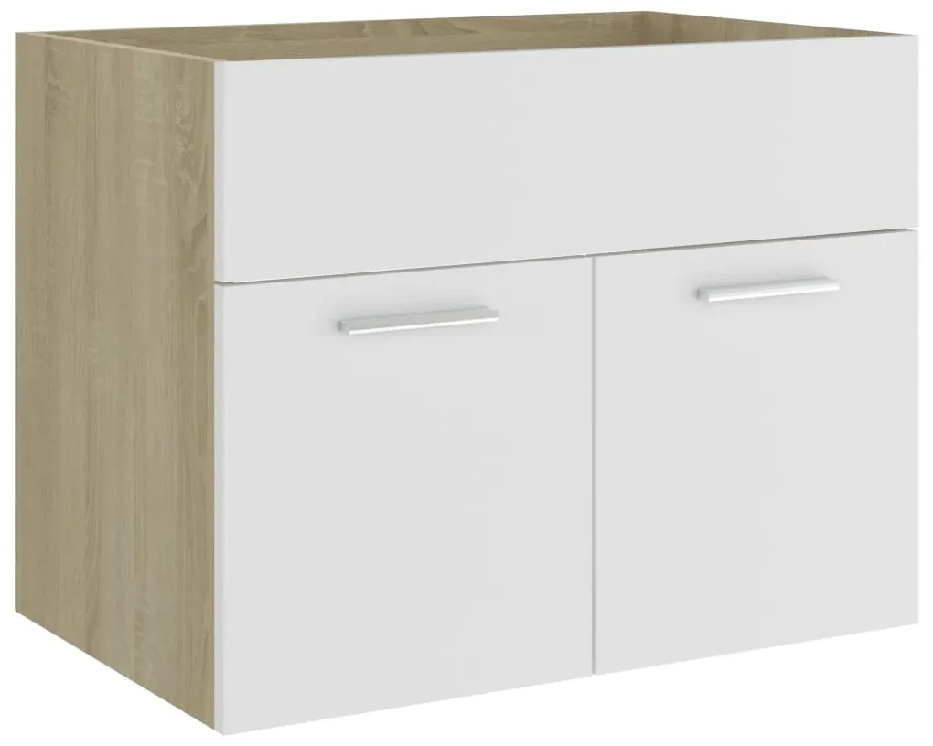 804652 vidaXL Dulap de chiuvetă, alb și stejar sonoma, 60x38,5x46 cm, PAL
