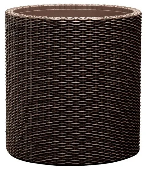 Ghiveci plastic cu aspect ratan, S, maro