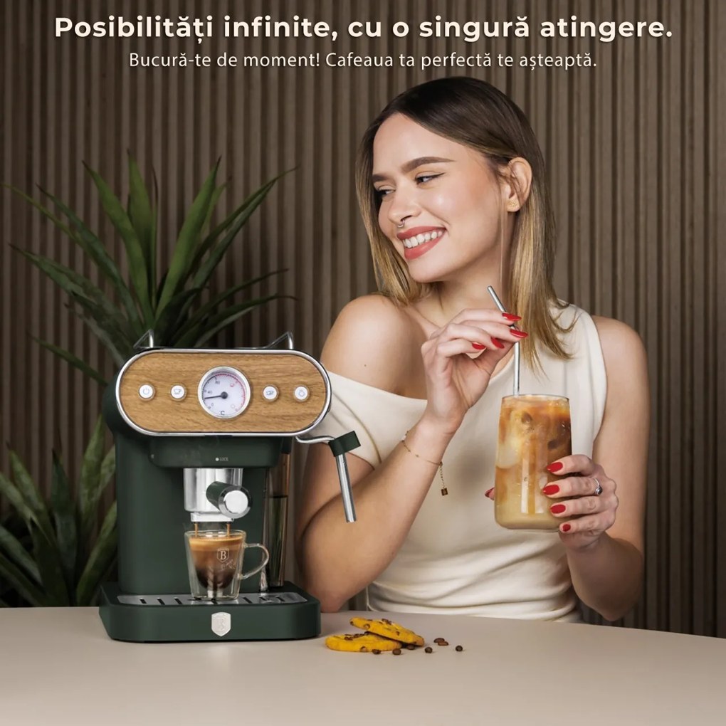 Espressor 3 in 1 Matte Green Nordic Berlinger Haus BH/9857