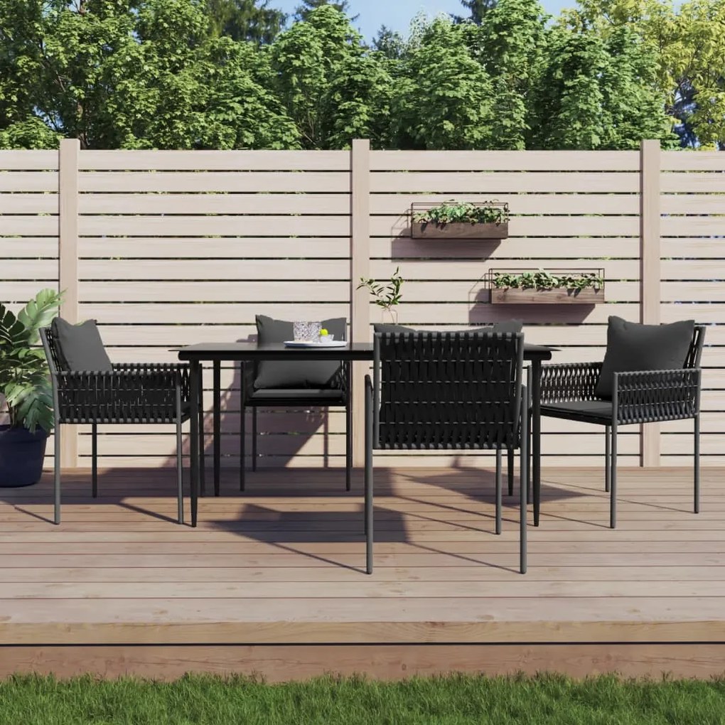 vidaXL Set mobilier de grădină cu perne, 5 piese, poliratan și oțel