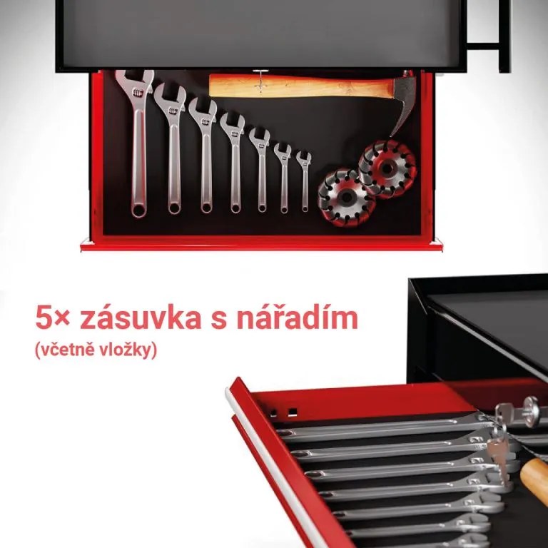 TIMBERTECH Cărucior pentru atelier pe roți, 5 sertare cu ins
