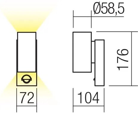 Redo 9453-LED VINCE Aplica de perete pentru exterior cu senzor, 2xLED/3W/230V, IP54, antracit