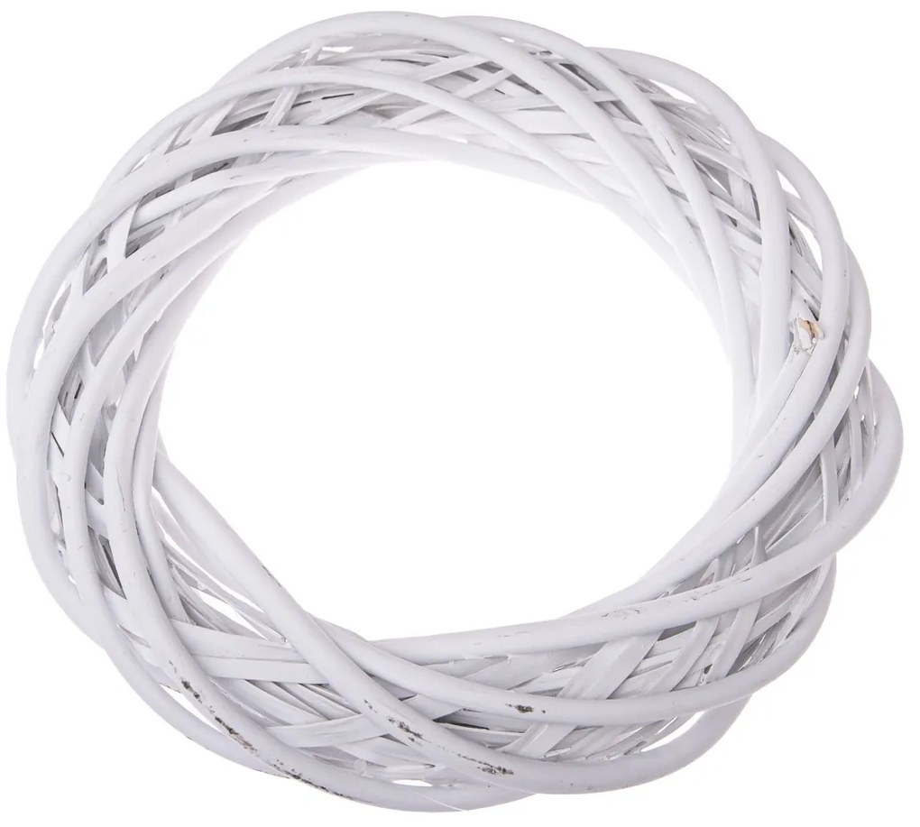 Coroană din răchită Elemetary albă, diametru 30 cm