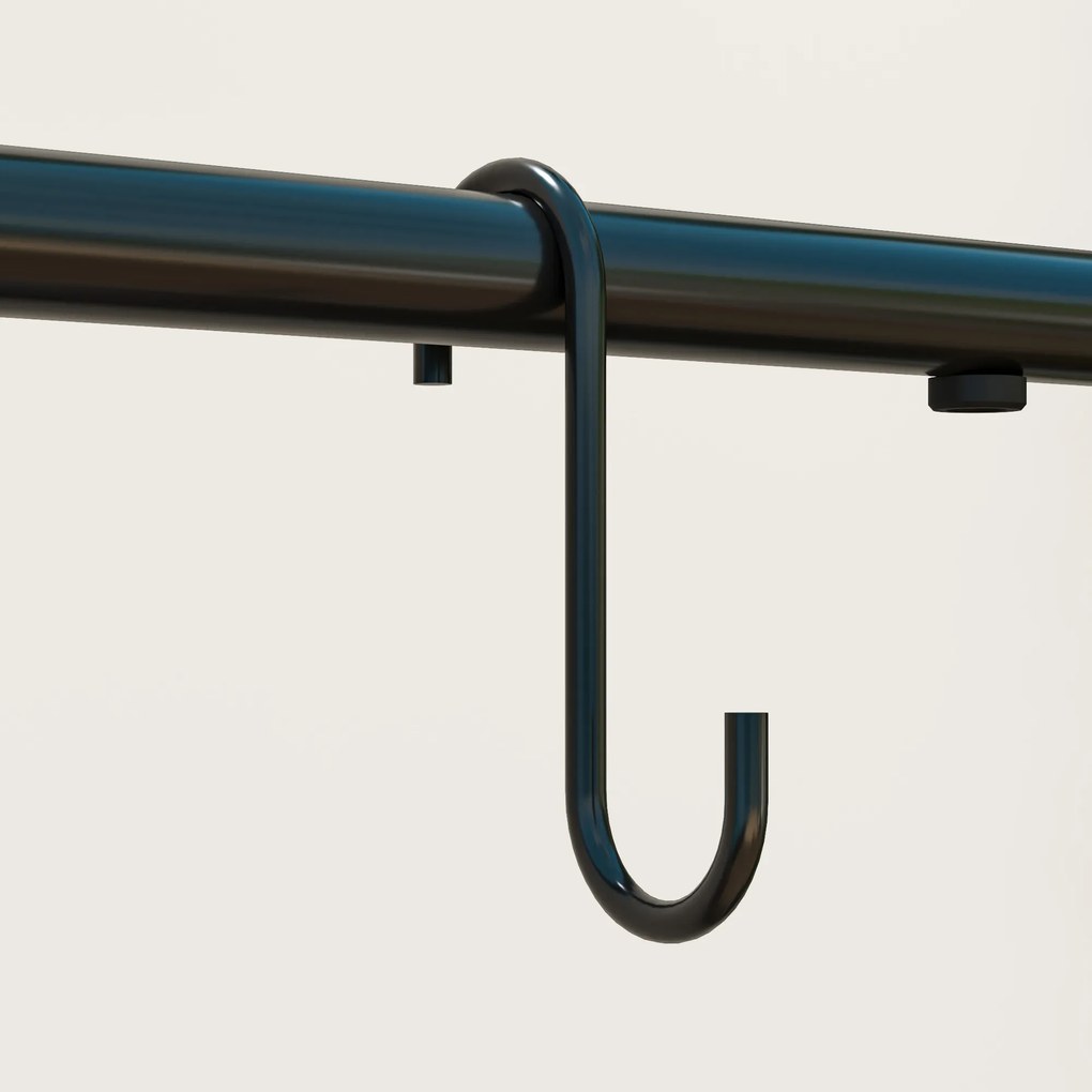 Outsunny Suport pentru Plante cu 3 Niveluri, cu Bară pentru Agățat și Cârlige, Raft Metalic pentru Ghivece și Flori, pentru Interior și Exterior, Balcon, Living, Dormitor, Negru | Aosom Romania