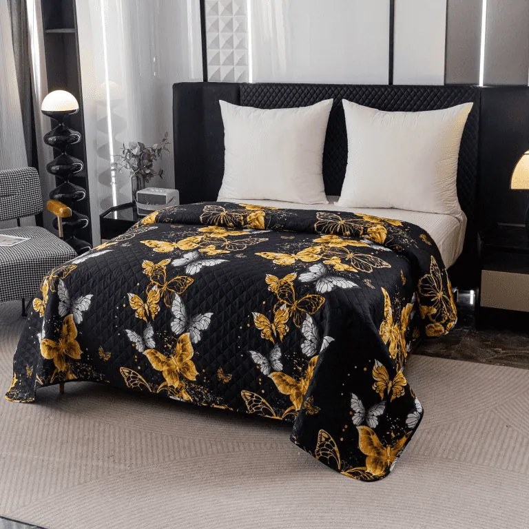 Cuvertura de pat GOLD BUTTERFLY negru Dimensiune: 220 x 240 cm
