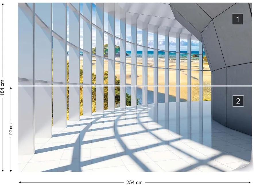 GLIX Fototapet - Beach 3D Modern Architecture View Vliesová tapeta  - 254x184 cm