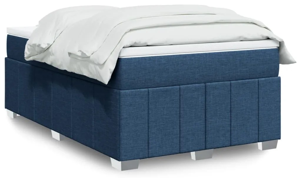 vidaXL Pat box spring cu saltea, albastru, 120x190 cm, material textil