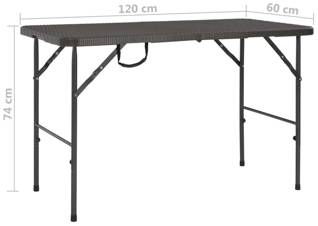 Masa de gradina pliabila, maro, 120x60x74, HDPE, aspect ratan