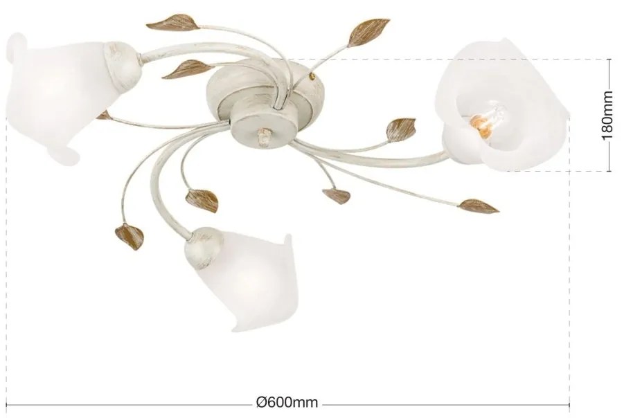 Lustra aplicata design elegant SISI 3L ivory-gold