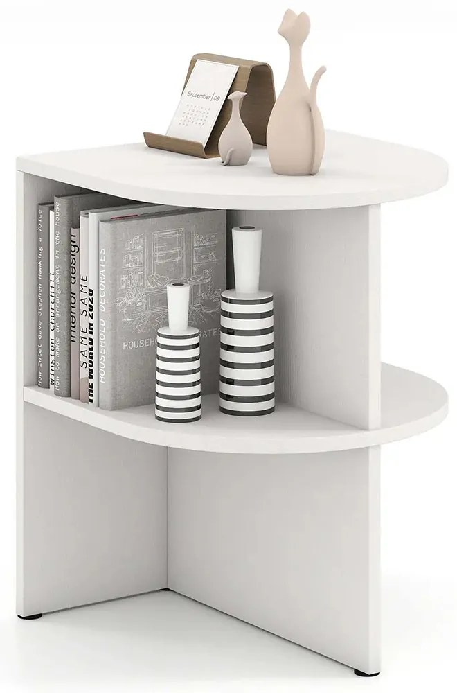 Măsuță semicirculară cu rafturi deschise