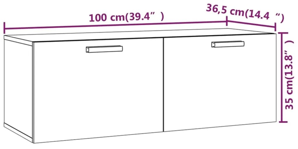 Dulap de perete, gri sonoma, 100x36,5x35 cm, lemn prelucrat sonoma gri, 1