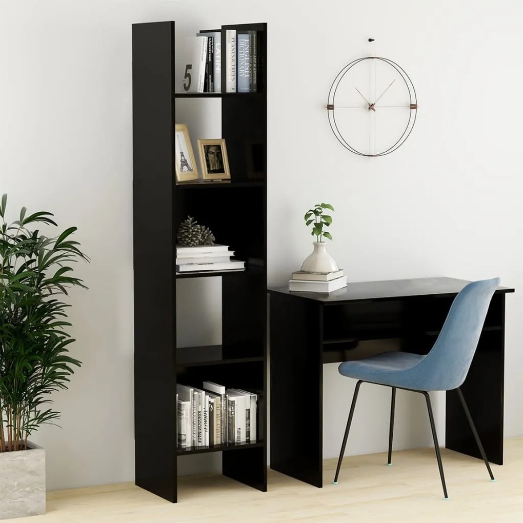 803399 vidaXL Bibliotecă, negru, 40x35x180 cm, lemn prelucrat