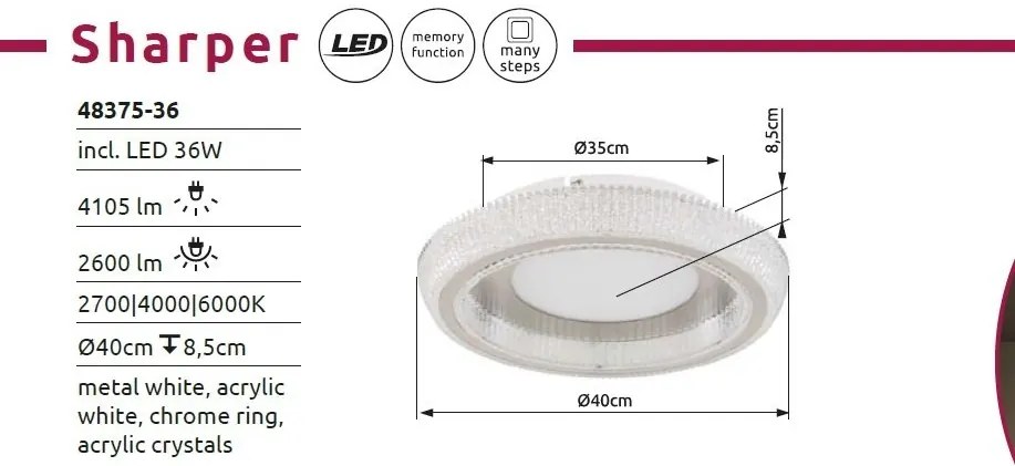 Plafoniera LED design elegant SHARPER