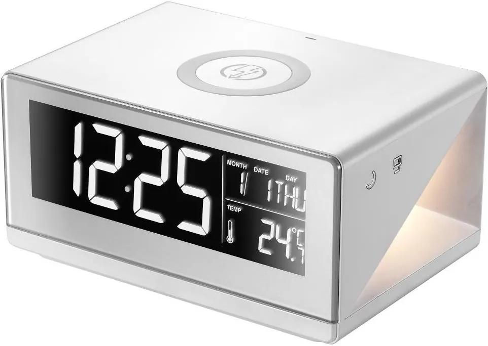 Immax 08957L - Ceas cu alarmă, cu iluminare de noapte și încărcător wireless QI ALZATI LED/12W/5V