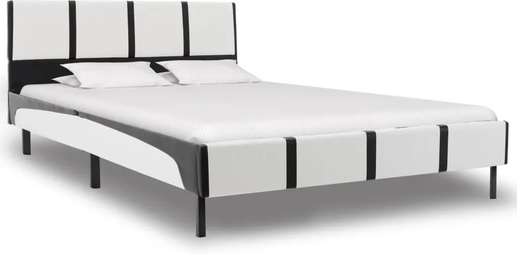 Cadru de pat, alb si negru, 140 x 200 cm, piele artificiala