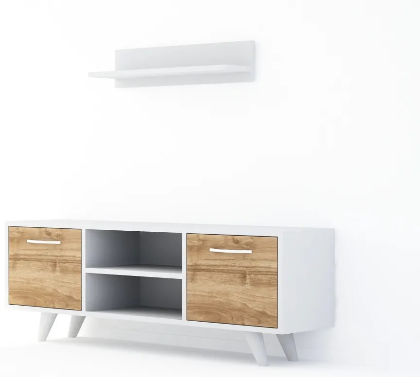 Comoda TV Likya - Alb, Walnut