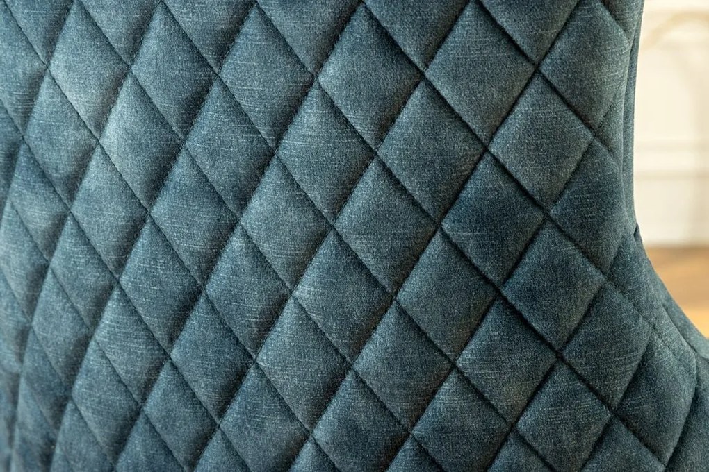 Set 2 scaune Stil Baroc, Catifea, Albastru Petrol, Metal, Auriu, Castle