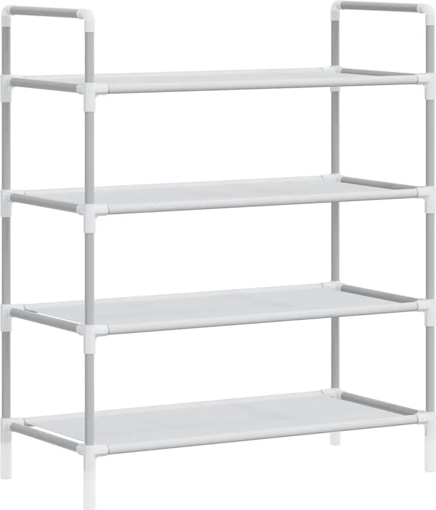 vidaXL Raft încălțăminte 4 etajere, argintiu, metal și textil nețesut