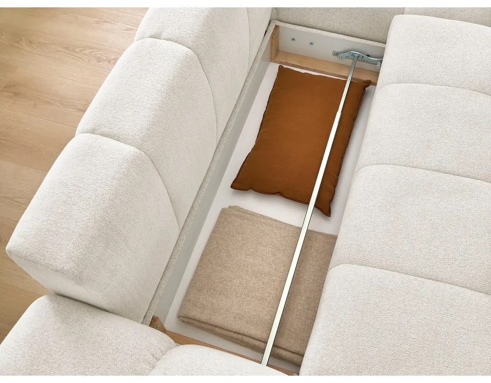 Colțar alb extensibil/cu spațiu de depozitare cu tapițerie din chenille (cu colț pe partea dreaptă/cu șezlong) Everest – Bobochic Paris