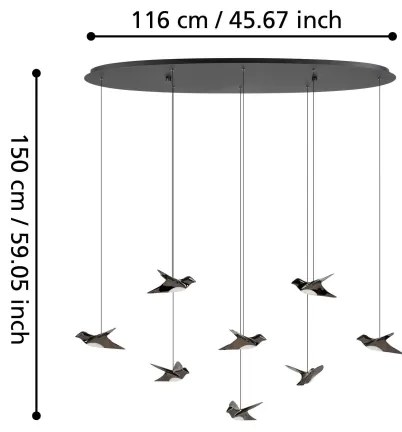 Lustră LED dimabilă pe cablu Eglo 390055 PARATEBUENO 8xLED/4,2W/230V negru
